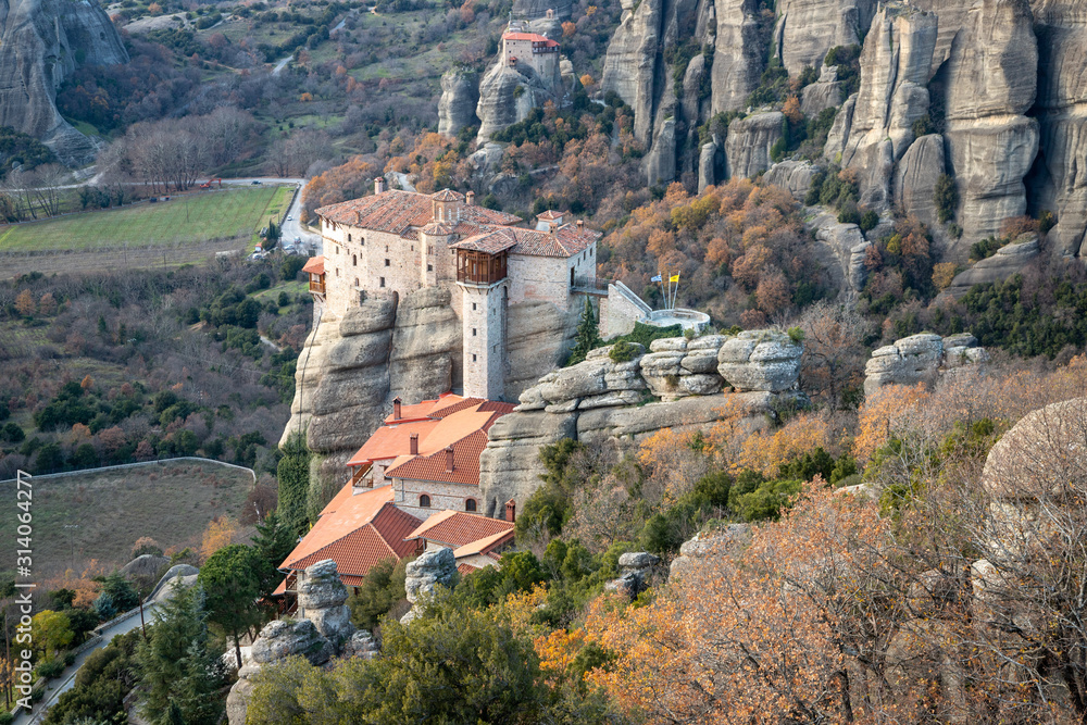 The Monasteries of Meteora an UNESCO World Heritage. The Holy Monastery of Roussanou. Kalambaka (Kalabaka), Greece.