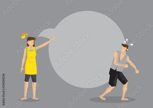 Domestic Argument of Husband and Wife Cartoon Vector Illustration