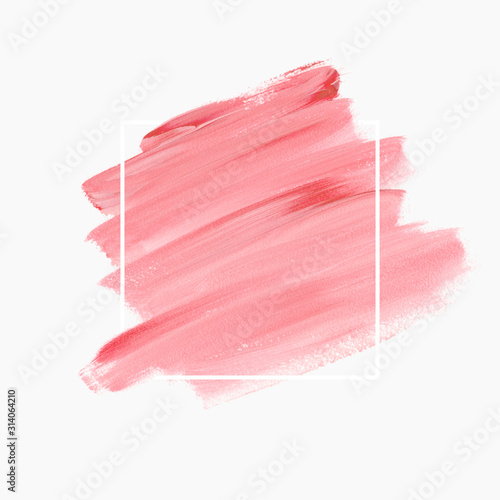Logo brush stroke painted watercolor background vector over square frame. Perfect make-up design for any creative ideas.