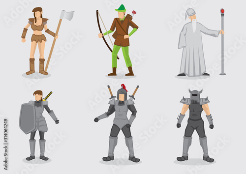 Medieval Fantasy Game Character Design Vector Character Set