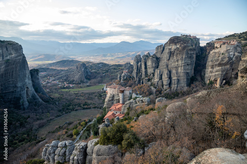 The Monasteries of Meteora an UNESCO World Heritage. The Holy Monastery of Roussanou. Kalambaka (Kalabaka), Greece.