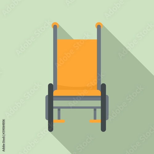 Front view wheelchair icon. Flat illustration of front view wheelchair vector icon for web design