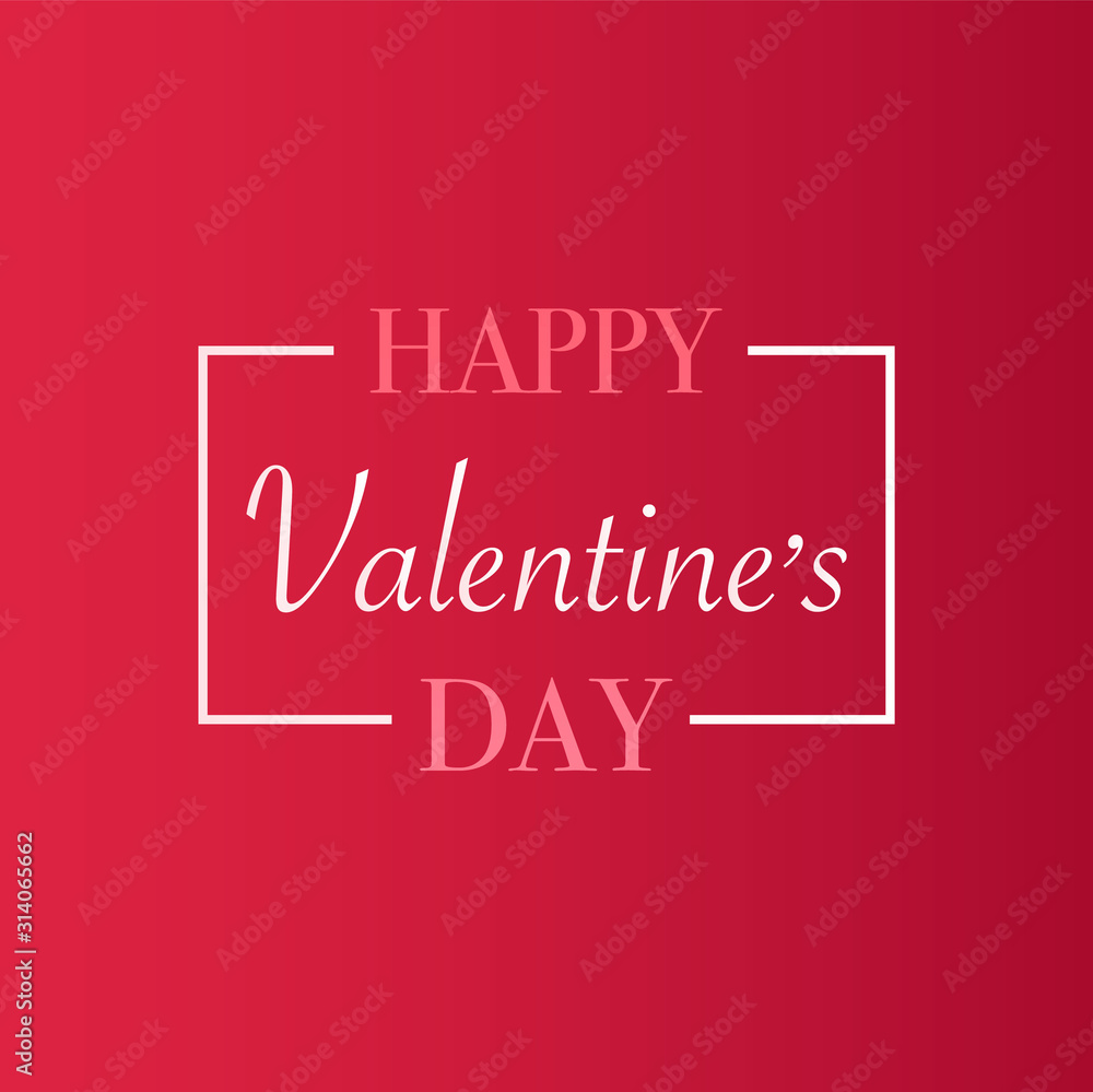 happy Valentine's Day card on red background vector eps