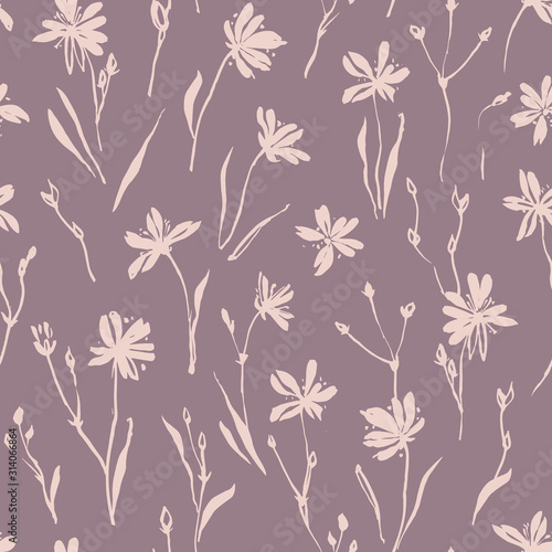 Seamless floral pattern. Hand drawn, vector graphics.