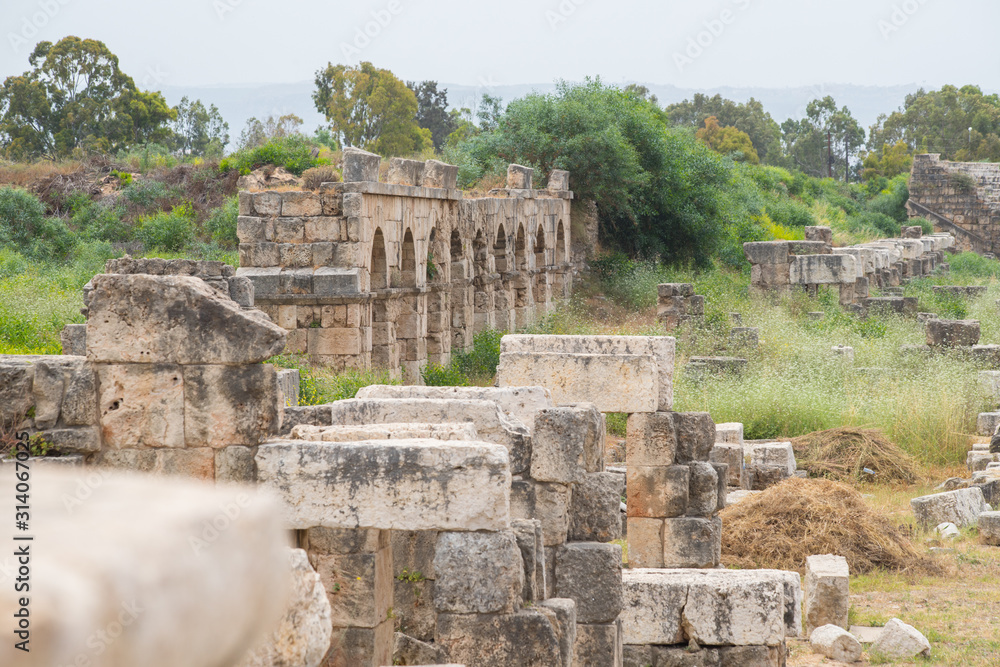Tyre Hippodrome. Roman remains in Tyre. Tyre is an ancient Phoenician city. Tyre, Lebanon - June, 2019