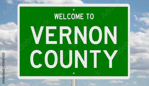 Rendering of a green 3d sign for Vernon County