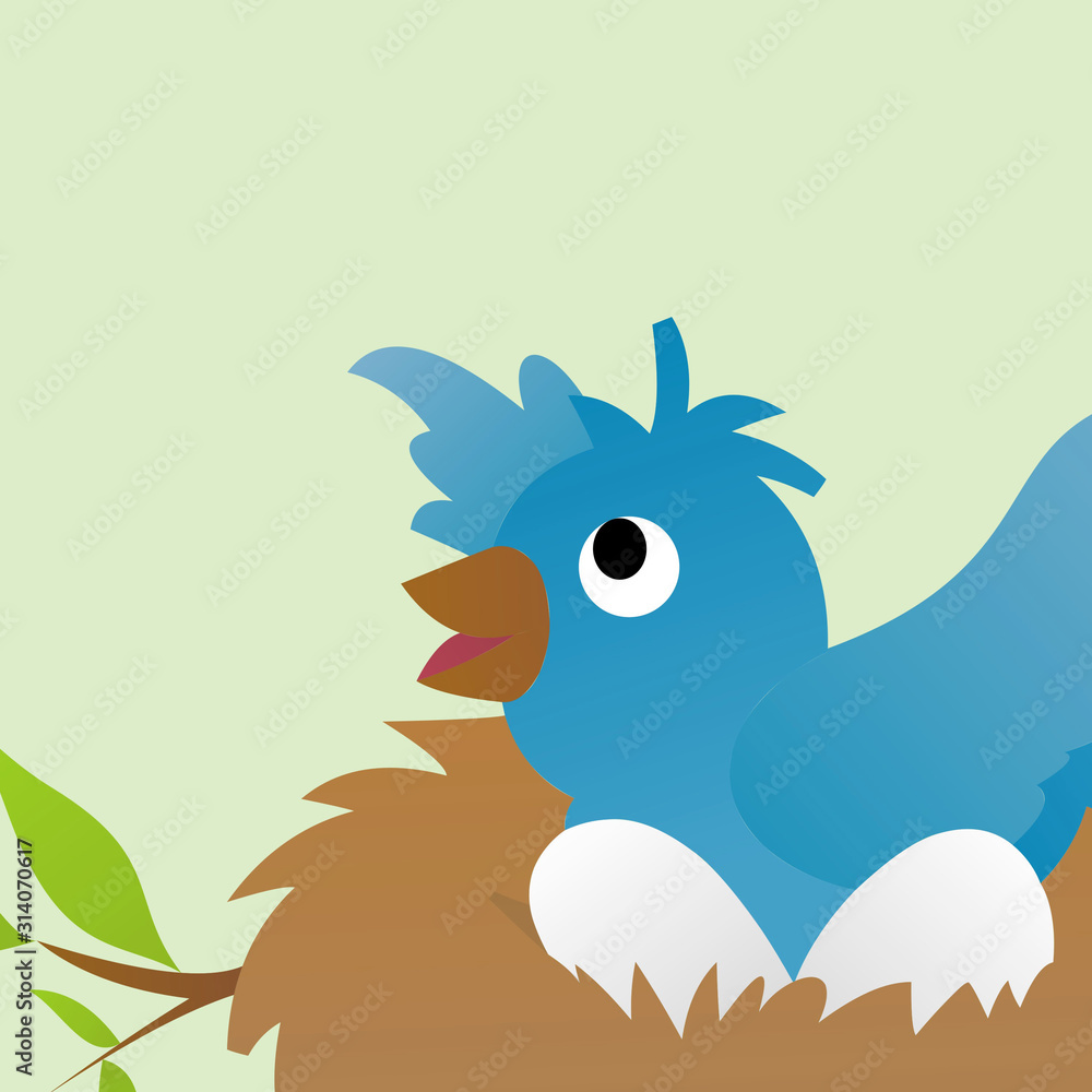 Illustration of Blue Bird Wants to Leave its Nest Cartoon, Cute Funny Character, Flat Design Stock Photo | Adobe Stock Illustration of Blue Bird Wants to Leave its Nest Cartoon, Cute Funny Character, Flat Design Stock Photo | Adobe Stock
