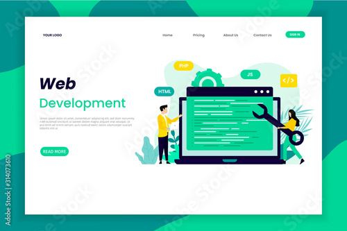 web app development landing page template. website design template. The design is easy to edit and can be used for landing pages, UI, mobile applications, posters, banners and more