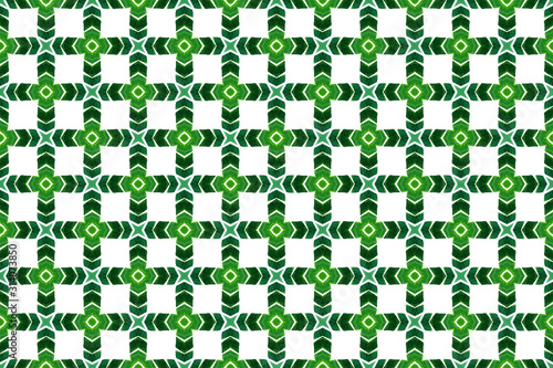 Watercolor seamless geometric pattern design illustration. Background texture. In green  white colors.