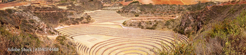 Traditional Spiral farm in holy valley Peru photo