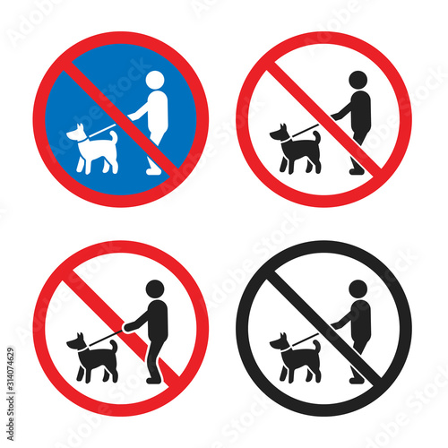 No dogs sign set, no dogs allowed icon