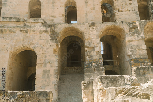 Fototapeta Naklejka Na Ścianę i Meble -  Landmark Tunisia Roman amphitheater in El Jem, Unesco world heritage