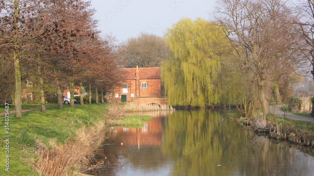 Fototapeta premium Watermill and Weeping Willow