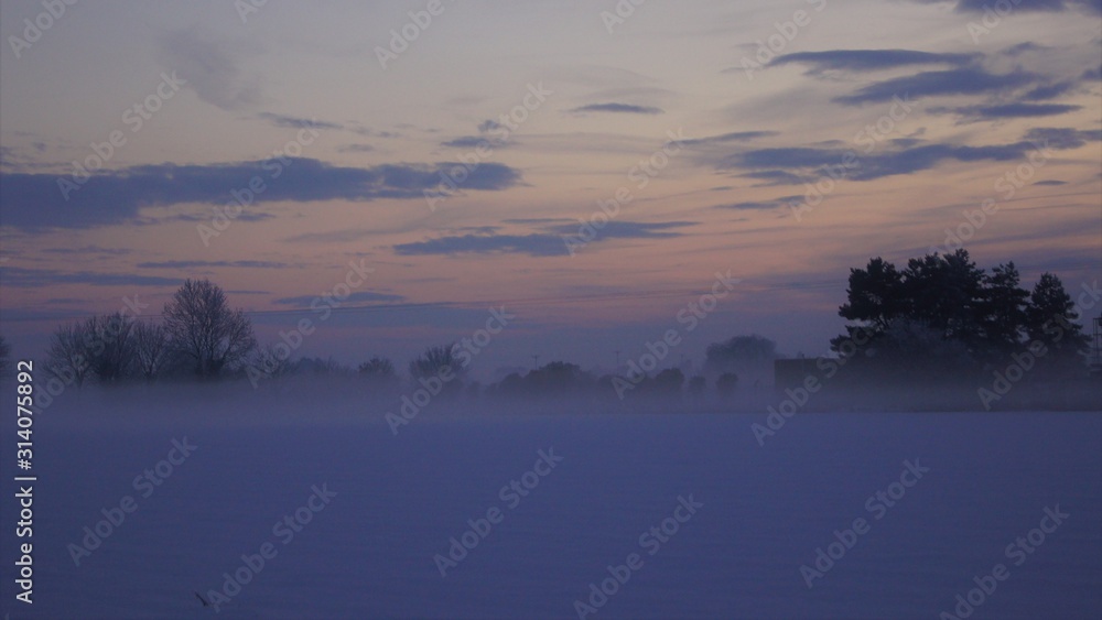 Naklejka premium Sunset and Blizzard Lincolnshire Fens
