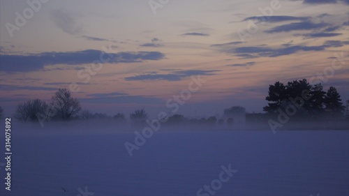 Sunset and Blizzard Lincolnshire Fens