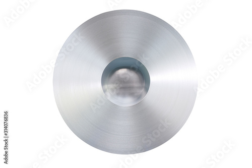 Round steel coil isolated white background.