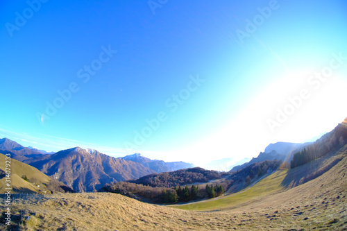 blue sky over the mountains