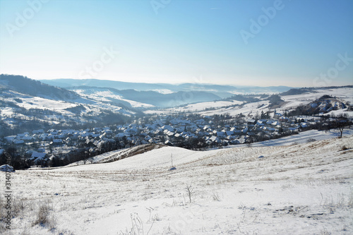 a village in Transylvania in winter