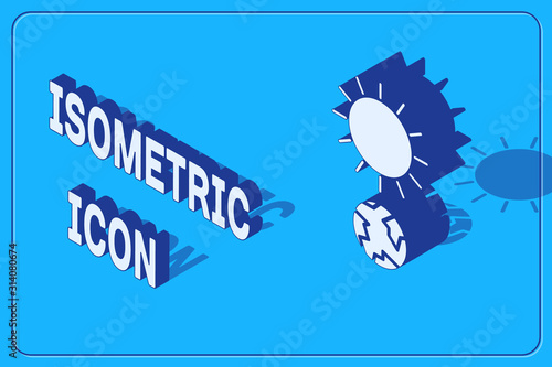 Isometric Solstice icon isolated on blue background. Vector Illustration