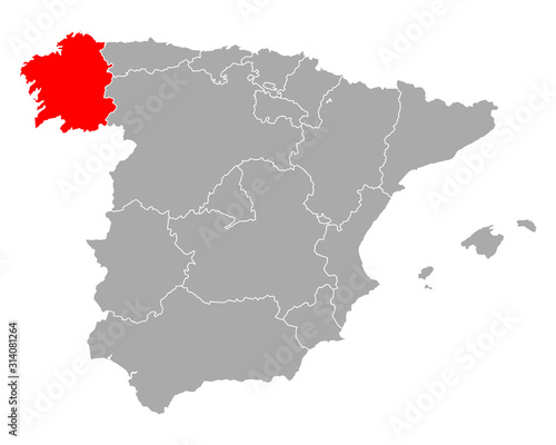 Karte von Galicien in Spanien