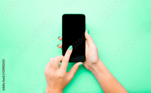 The layout of the phone. The girl