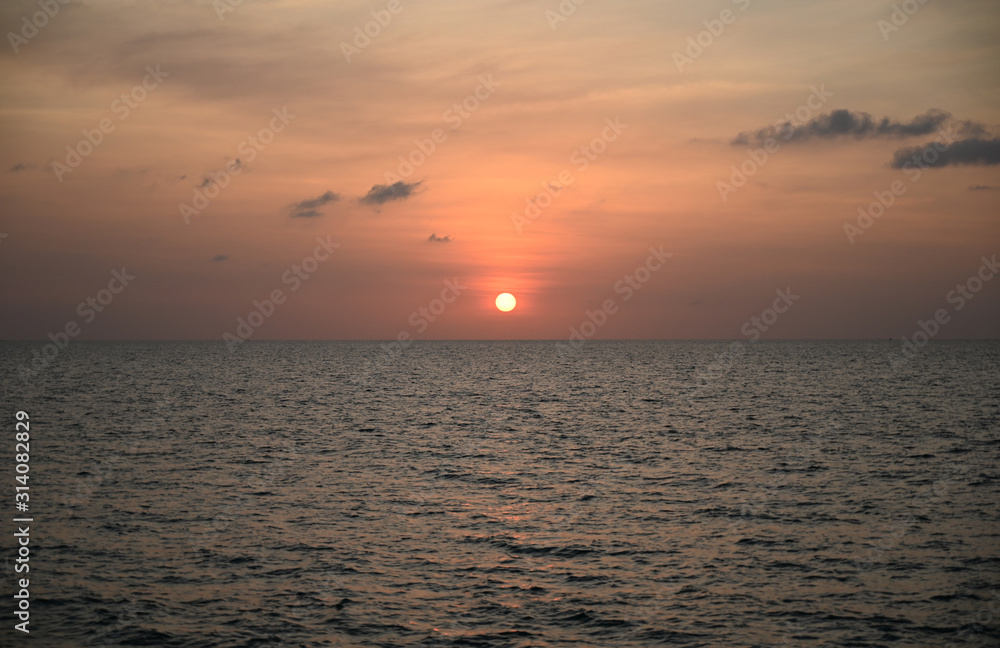 Sunset On the beautiful sea at Phuket Thailand in summer holiday