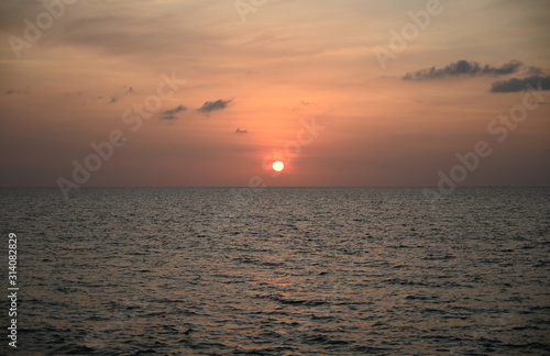 Sunset On the beautiful sea at Phuket Thailand in summer holiday