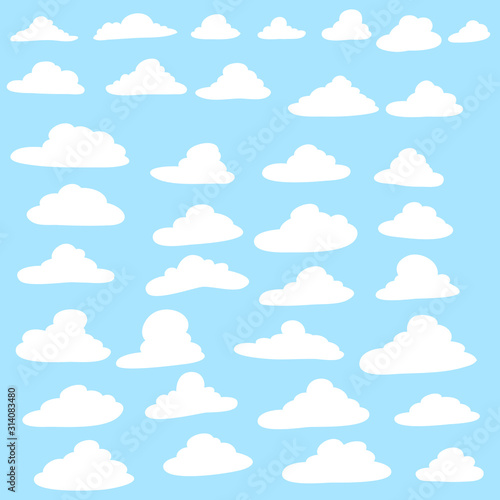 Set of clouds on a blue background.