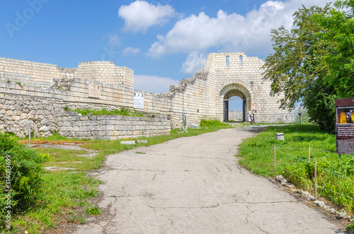 Partially reconstructed walls and main gate of the Shumen fortress, Bulgaria photo