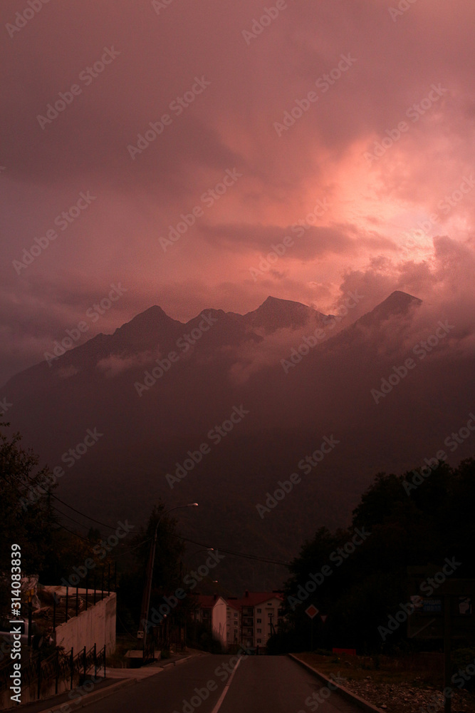 Fototapeta premium sunset in mountains