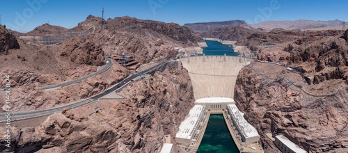 hoover dam panorama landscape on a sunny day
