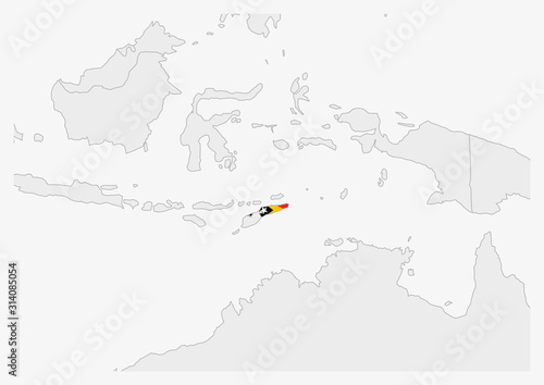 East Timor map highlighted in Timor-Leste flag colors