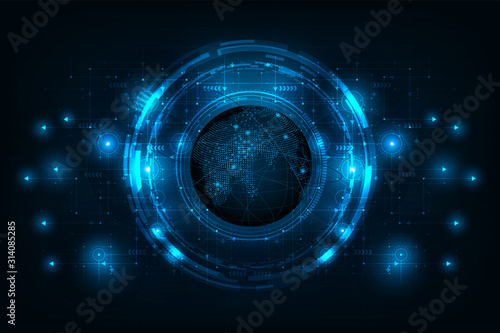 Abstract futuristic circuit connection to the world.vector and illustration