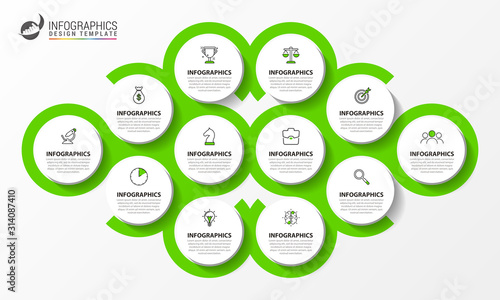 Infographic design template. Creative concept with 12 steps