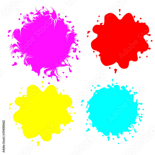 set of colorful vector ink spots