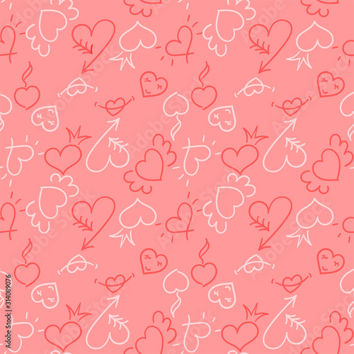 Valentine seamless pattern with hearts. Perfect for wallpapers, web page backgrounds, textiles, greeting cards and wedding invitations.