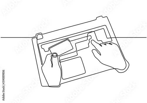 Printer one line drawing. V...