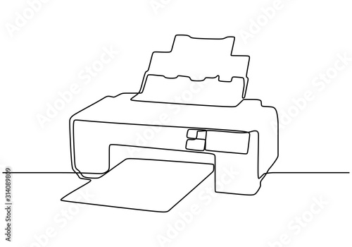 Printer one line drawing. V...