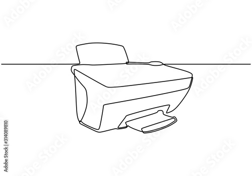 Printer one line drawing. V...
