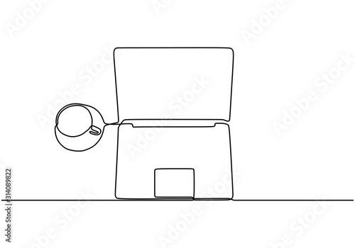 Laptop and coffee one line ...