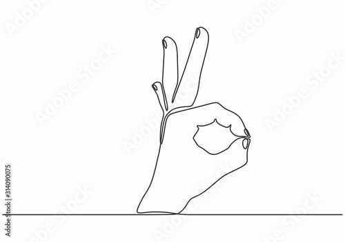 One line drawing of hand sh...
