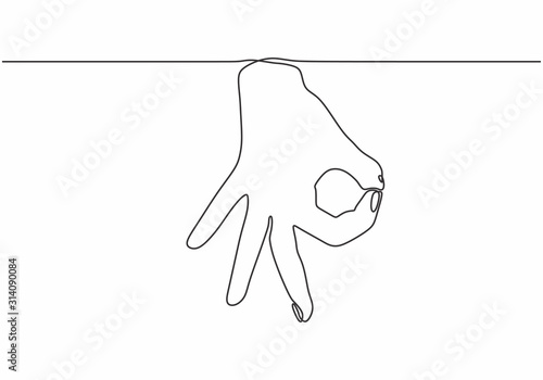 One line drawing of hand sh...