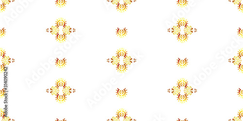 Nice native gold ornament pattern hand-drawn ikat geometric background - Ethnic folk pattern. Tribal embroidery background. Vector