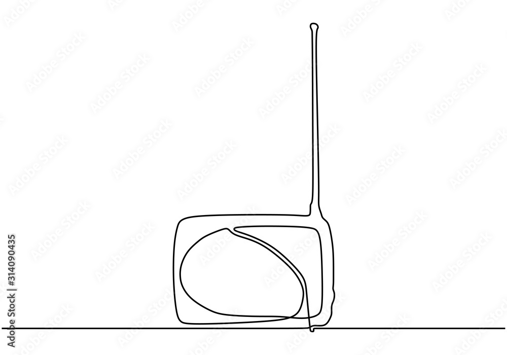 Old radio one line drawing. Continuous hand drawn object. Retro and vintage  electronic portable device. vector de Stock | Adobe Stock