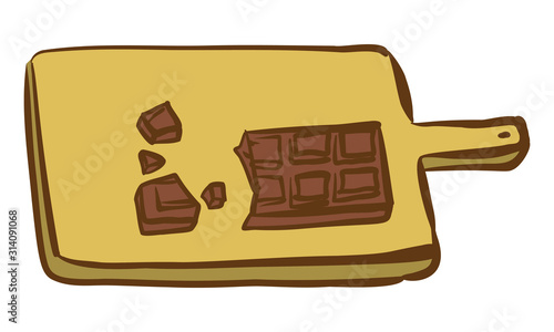 バレンタインデー　手作りチョコの材料シリーズ　まな板の上のチョコ