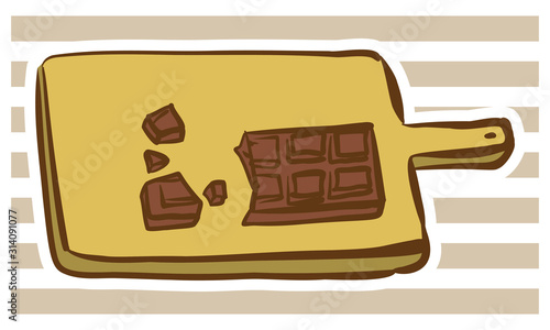 バレンタインデー　手作りチョコの材料シリーズ　まな板の上のチョコ