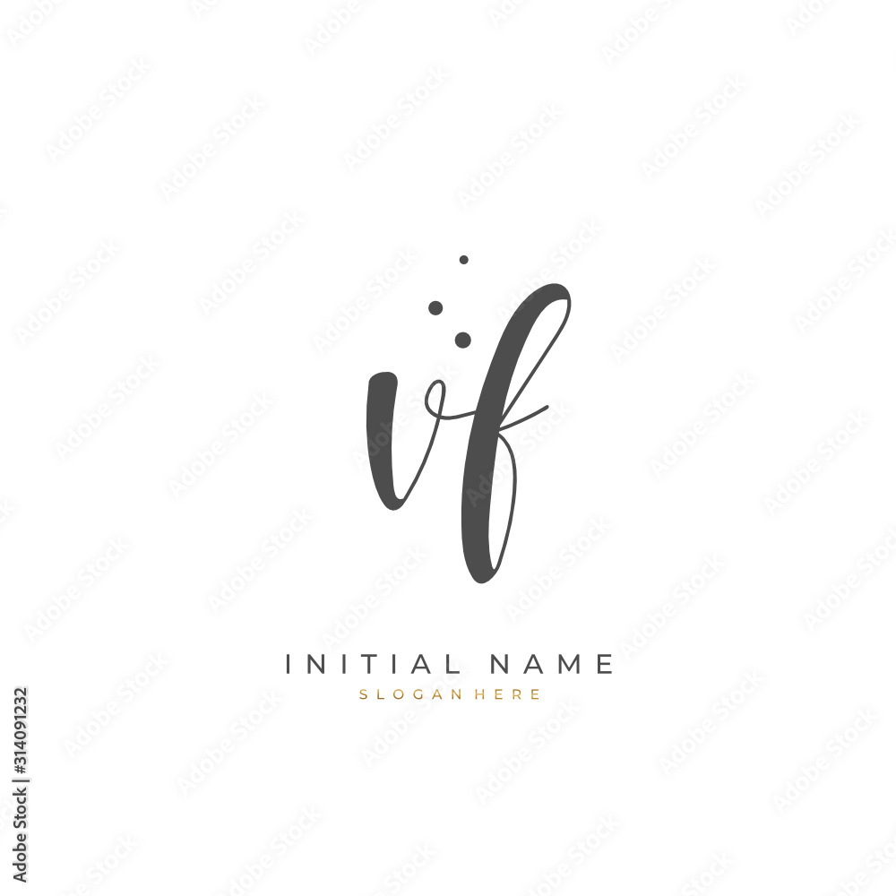 Handwritten initial letter V F VF for identity and logo. Vector logo template with handwriting and signature style. Handwritten initial letter V F VF for identity and logo. Vector logo template with handwriting and signature style.