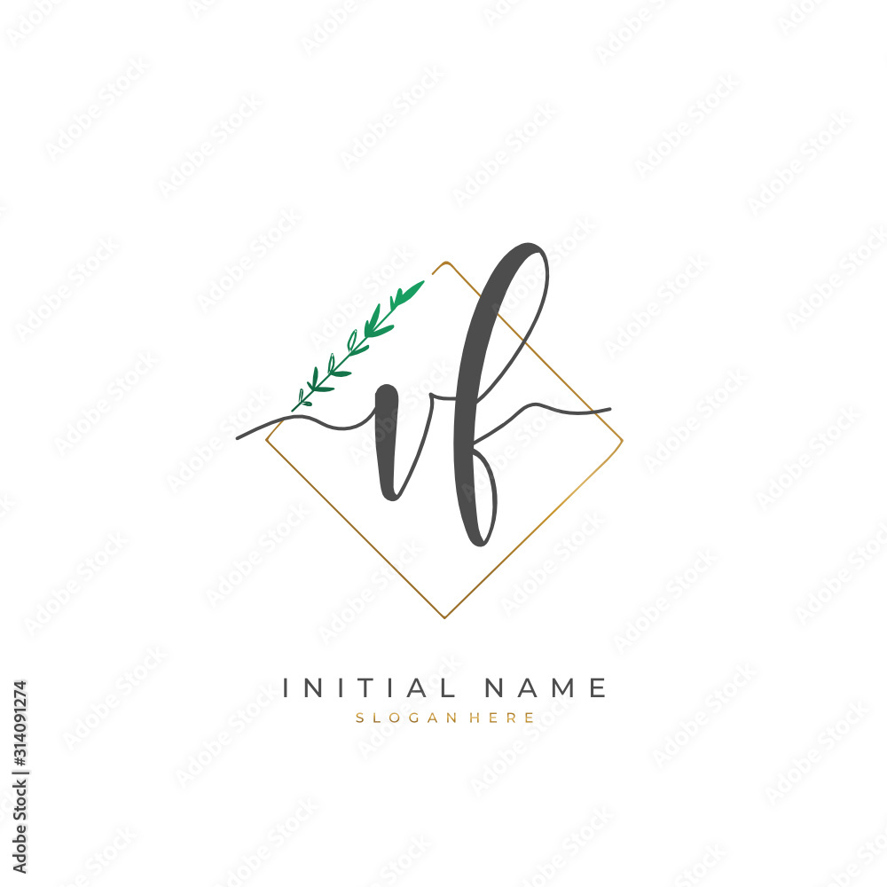 Handwritten initial letter V F VF for identity and logo. Vector logo template with handwriting and signature style. Handwritten initial letter V F VF for identity and logo. Vector logo template with handwriting and signature style.