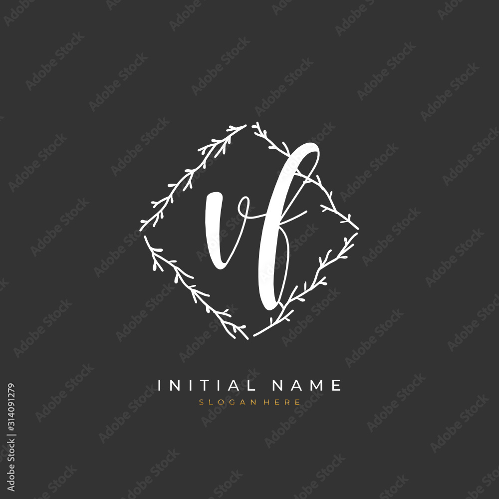 Handwritten initial letter V F VF for identity and logo. Vector logo template with handwriting and signature style. Handwritten initial letter V F VF for identity and logo. Vector logo template with handwriting and signature style.