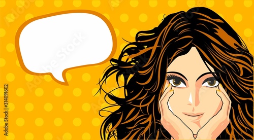 Surprised beautiful woman. Vector illustration